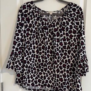 MICHAEL Michael Kors Black and Cream Boxy Blouse 3/4 Sleeve